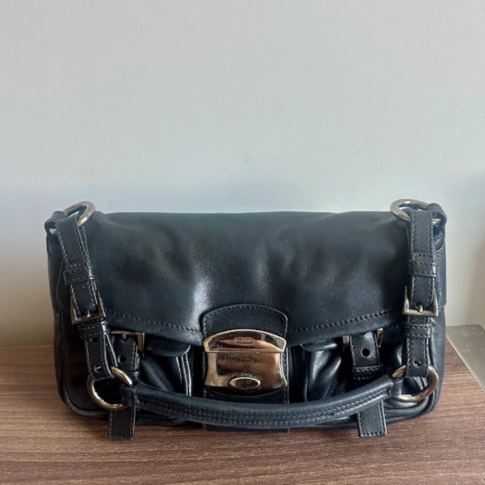 Black Prada Leather Shoulder Bag